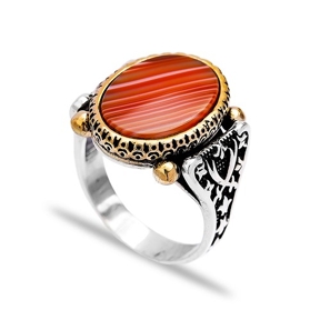 Agate Tiger Eye Authentic Men Ring Wholesale Handmade 925 Sterling Silver